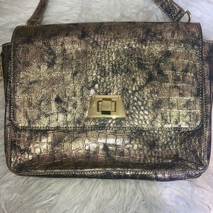 NEW without tag Bebe gold and black and alligator purse